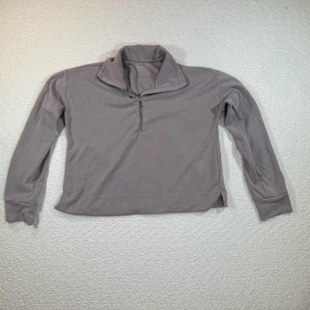 Athleta Seasoft Quarter Zip size small light purple grey cozy winter 1/4 zip